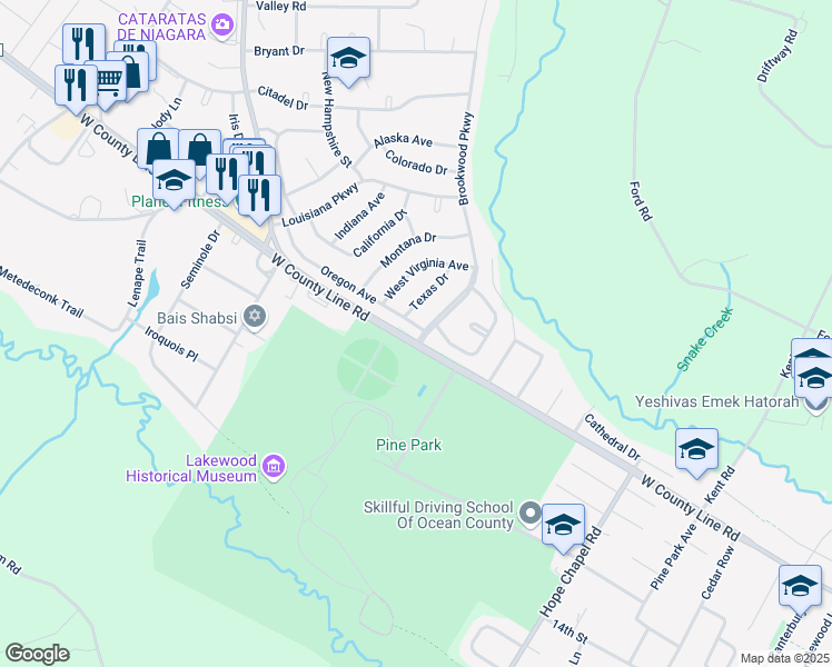 map of restaurants, bars, coffee shops, grocery stores, and more near 1 Oregon Avenue in Jackson
