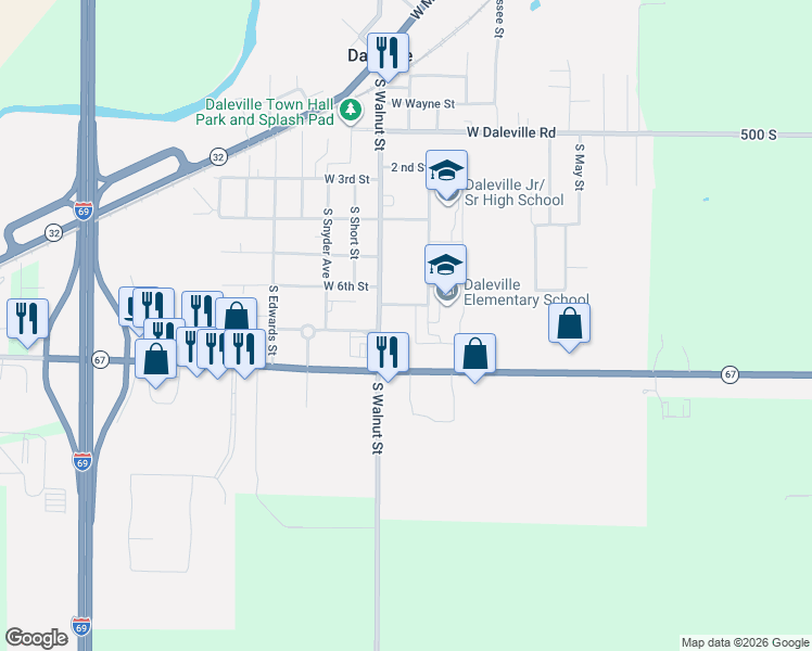 map of restaurants, bars, coffee shops, grocery stores, and more near 14308 West Commerce Road in Daleville