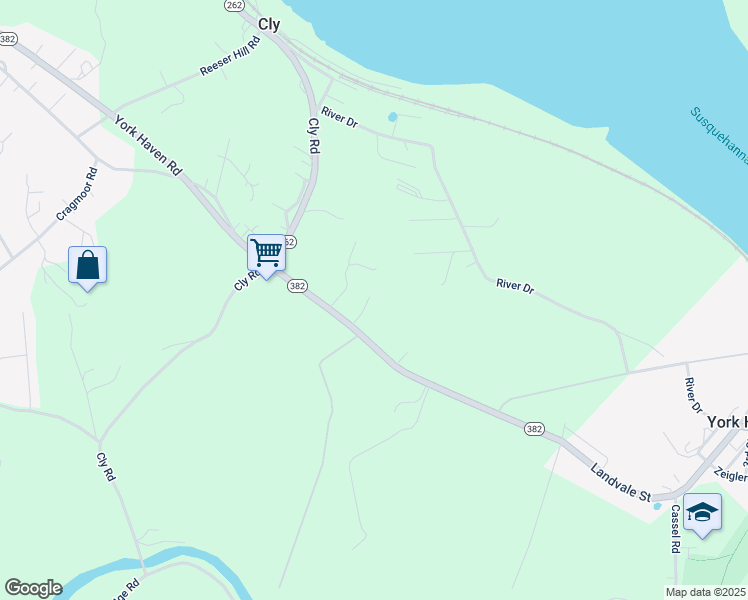 map of restaurants, bars, coffee shops, grocery stores, and more near 573 York Haven Road in York Haven