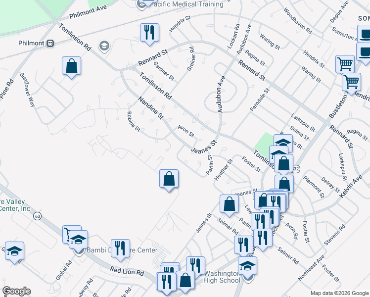 map of restaurants, bars, coffee shops, grocery stores, and more near 420 Avon Place in Philadelphia