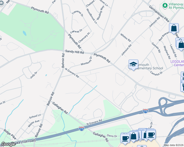 map of restaurants, bars, coffee shops, grocery stores, and more near 113 Sebastian Lane in Plymouth Meeting
