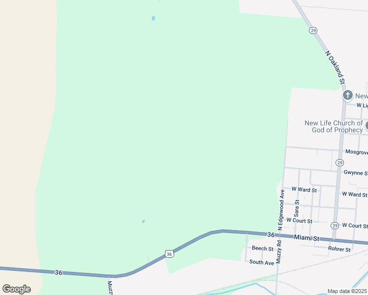 map of restaurants, bars, coffee shops, grocery stores, and more near U.S. 36 in Urbana