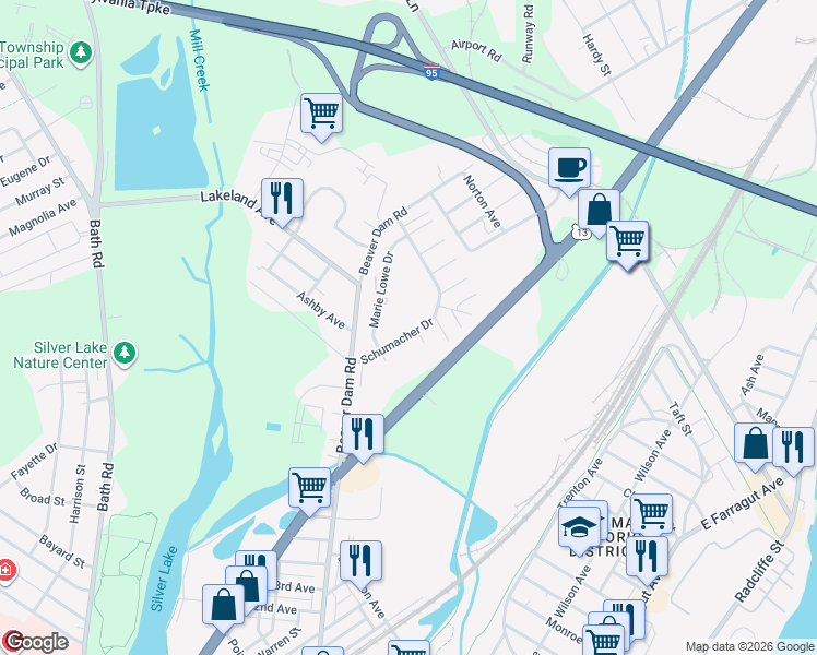 map of restaurants, bars, coffee shops, grocery stores, and more near 5500 Schumacher Drive in Bristol