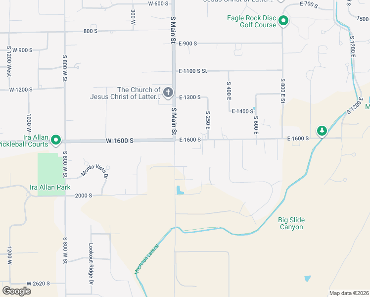 map of restaurants, bars, coffee shops, grocery stores, and more near 101 East 1600 South in Mapleton