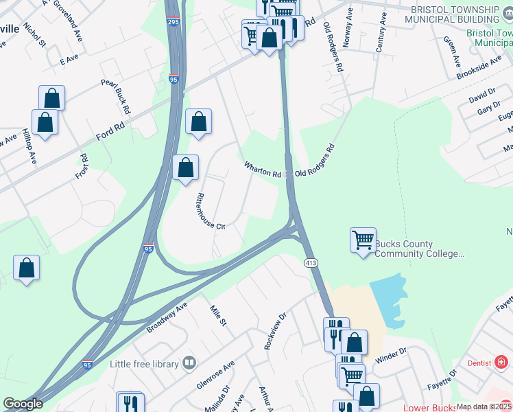 map of restaurants, bars, coffee shops, grocery stores, and more near 250 Rittenhouse Circle in Bristol