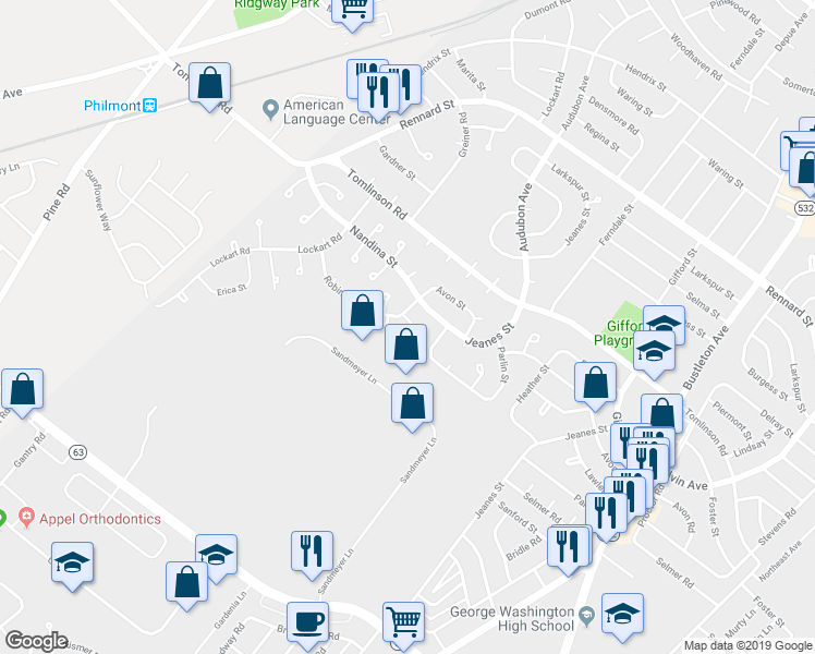 map of restaurants, bars, coffee shops, grocery stores, and more near 306 Ridgeway Place in Philadelphia