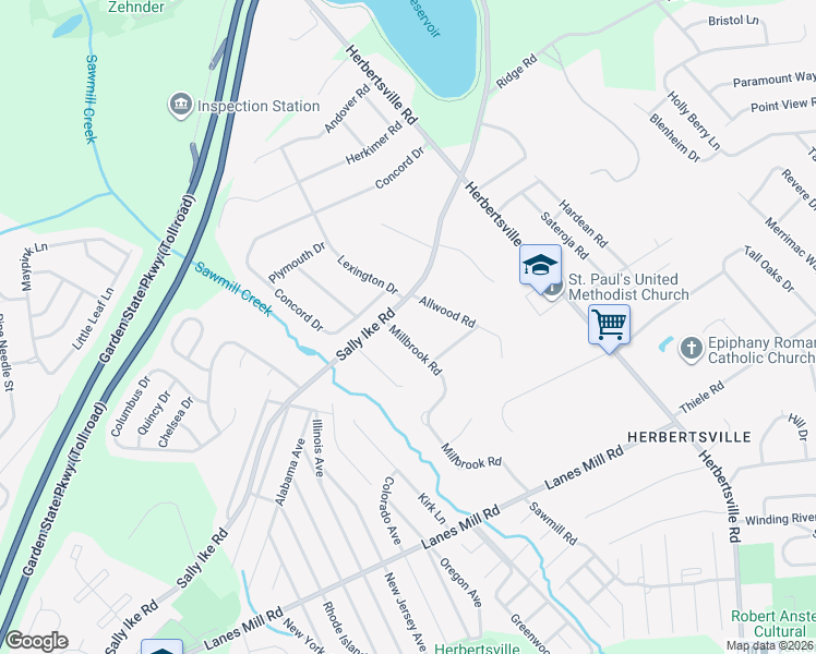 map of restaurants, bars, coffee shops, grocery stores, and more near 743 Allwood Road in Brick Township