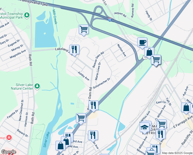 map of restaurants, bars, coffee shops, grocery stores, and more near 1229 Marie Lowe Drive in Bristol