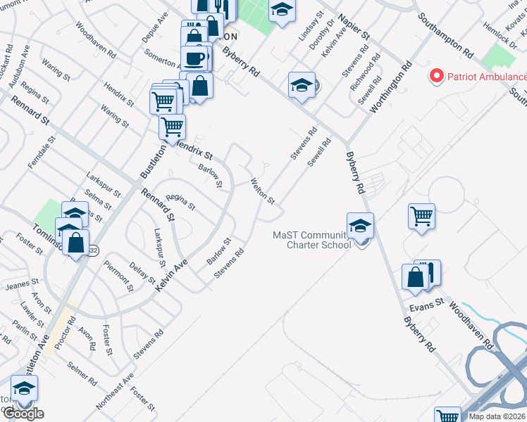 map of restaurants, bars, coffee shops, grocery stores, and more near 1102 Welton Street in Philadelphia