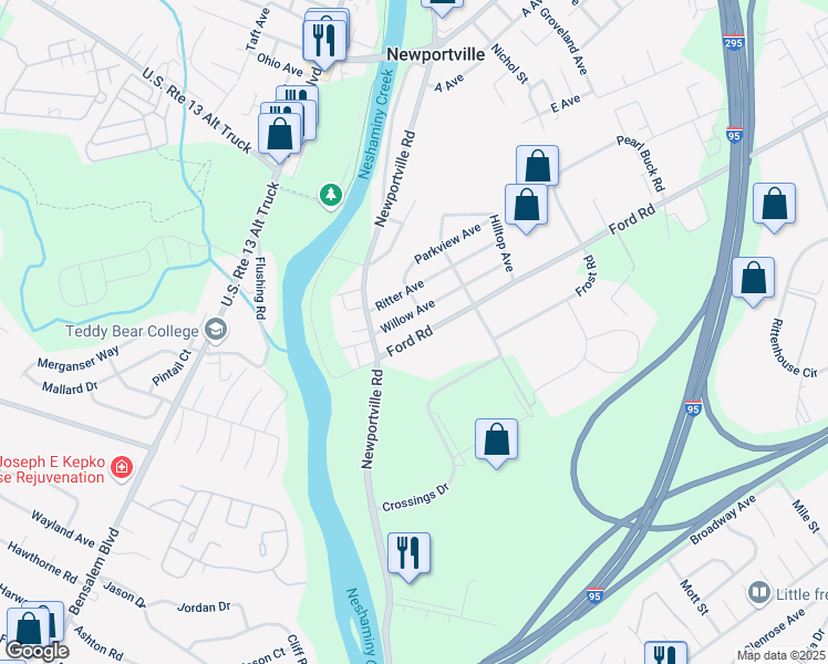 map of restaurants, bars, coffee shops, grocery stores, and more near 1744 Ford Road in Bristol