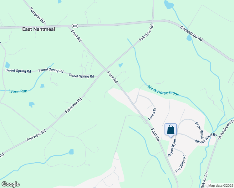 map of restaurants, bars, coffee shops, grocery stores, and more near 965 Font Road in Glenmoore
