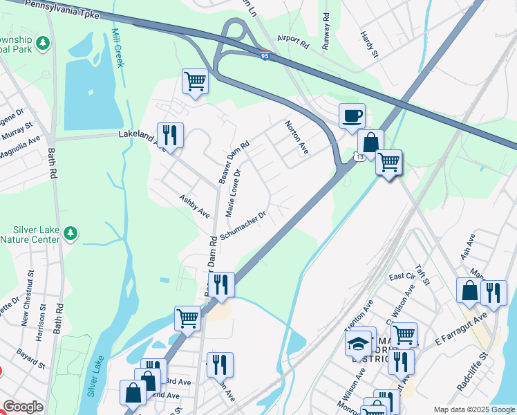 map of restaurants, bars, coffee shops, grocery stores, and more near 5525 Schumacher Drive in Bristol