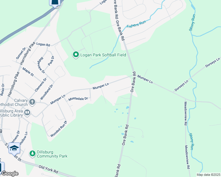 map of restaurants, bars, coffee shops, grocery stores, and more near 416 Mumper Lane in Dillsburg