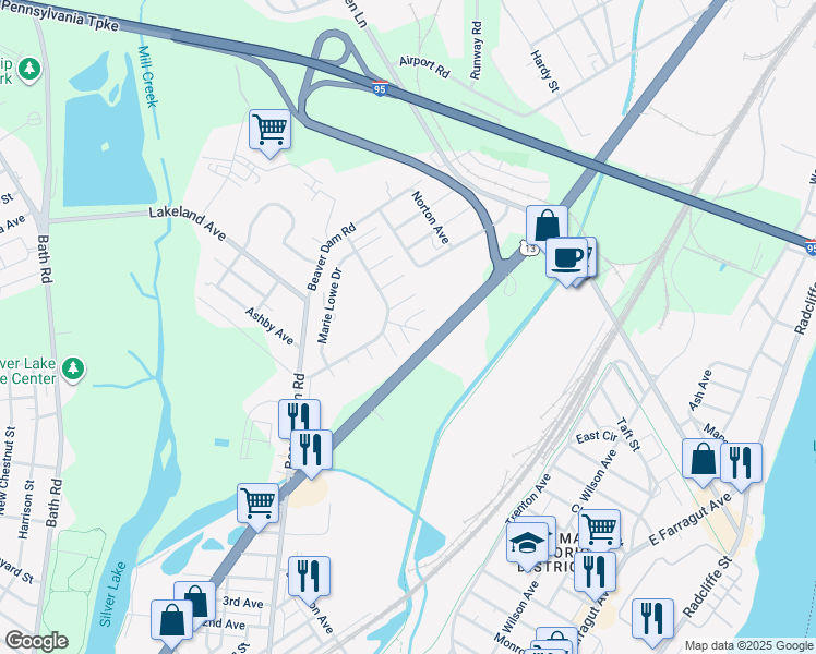 map of restaurants, bars, coffee shops, grocery stores, and more near 5605 Toga Street in Bristol