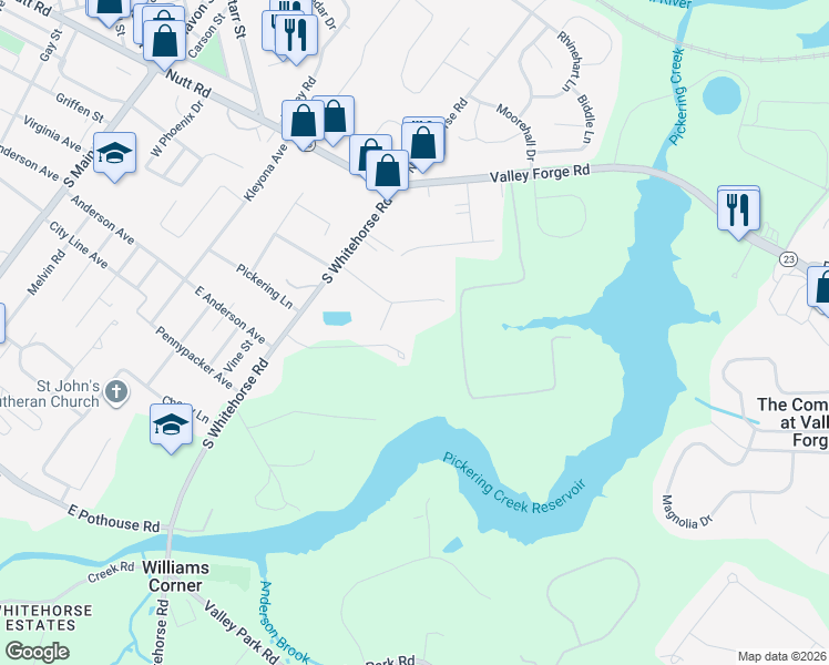 map of restaurants, bars, coffee shops, grocery stores, and more near 870 East Philip Drive in Phoenixville