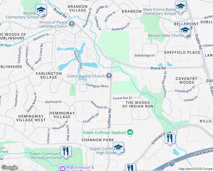 map of restaurants, bars, coffee shops, grocery stores, and more near in Dublin