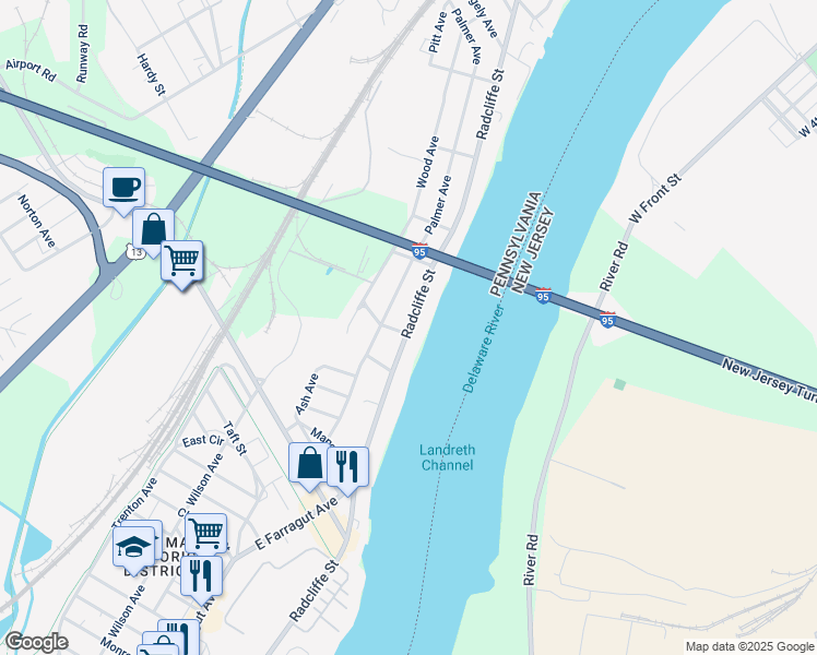 map of restaurants, bars, coffee shops, grocery stores, and more near 6607 Radcliffe Street in Bristol