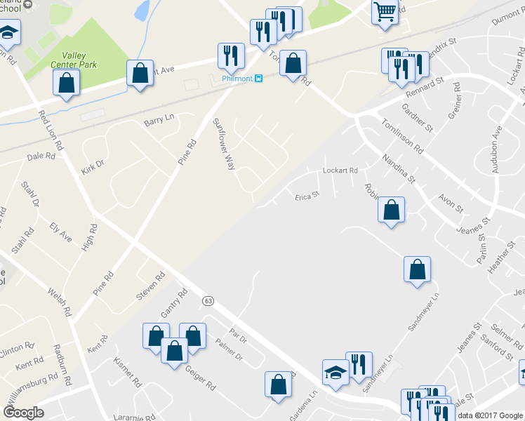 map of restaurants, bars, coffee shops, grocery stores, and more near 10613 Lockart Road in Philadelphia