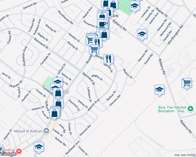 map of restaurants, bars, coffee shops, grocery stores, and more near 808 Regina Street in Philadelphia