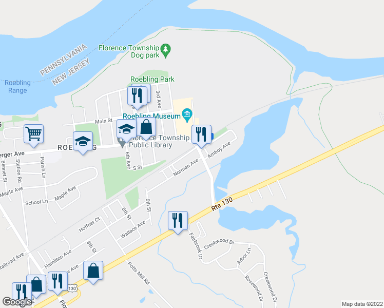 map of restaurants, bars, coffee shops, grocery stores, and more near 50A Alden Avenue in Florence