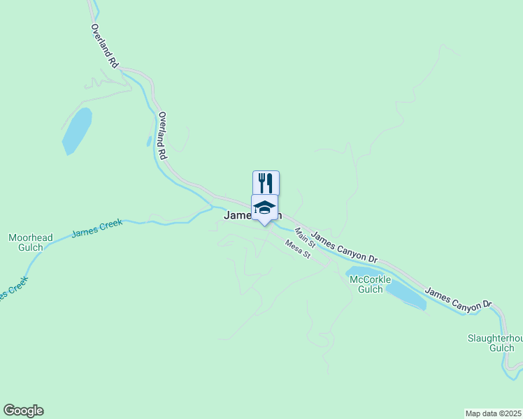 map of restaurants, bars, coffee shops, grocery stores, and more near in Jamestown