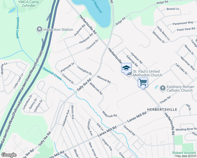 map of restaurants, bars, coffee shops, grocery stores, and more near 743 Allwood Road in Brick Township