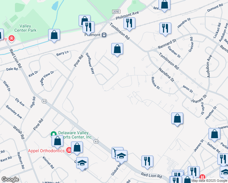 map of restaurants, bars, coffee shops, grocery stores, and more near 208 Erica Place in Philadelphia