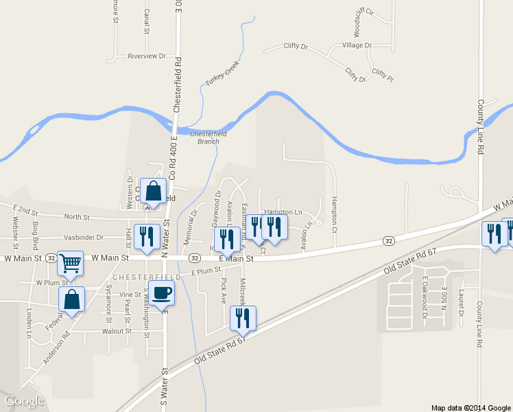 map of restaurants, bars, coffee shops, grocery stores, and more near 313 Crestview Ct in Anderson