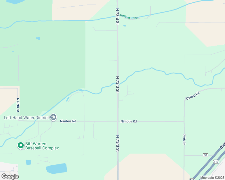 map of restaurants, bars, coffee shops, grocery stores, and more near 7801 North 73rd Street in Longmont