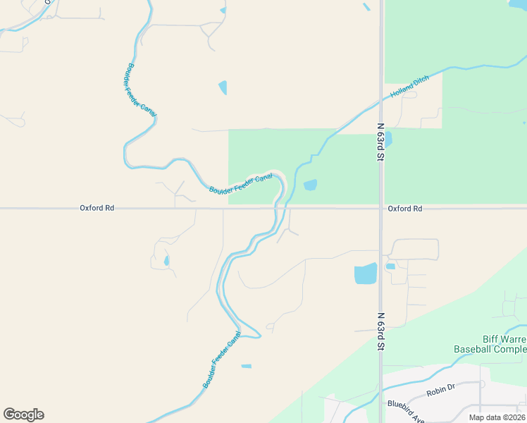 map of restaurants, bars, coffee shops, grocery stores, and more near 5952 Oxford Road in Longmont