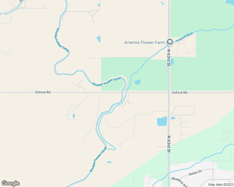 map of restaurants, bars, coffee shops, grocery stores, and more near 5952 Oxford Road in Longmont