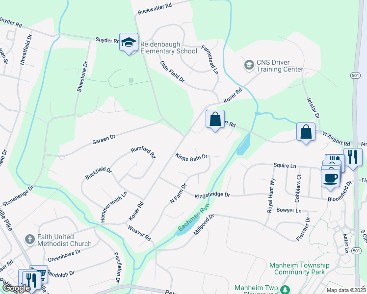 map of restaurants, bars, coffee shops, grocery stores, and more near 28 Monarch Point in Lititz