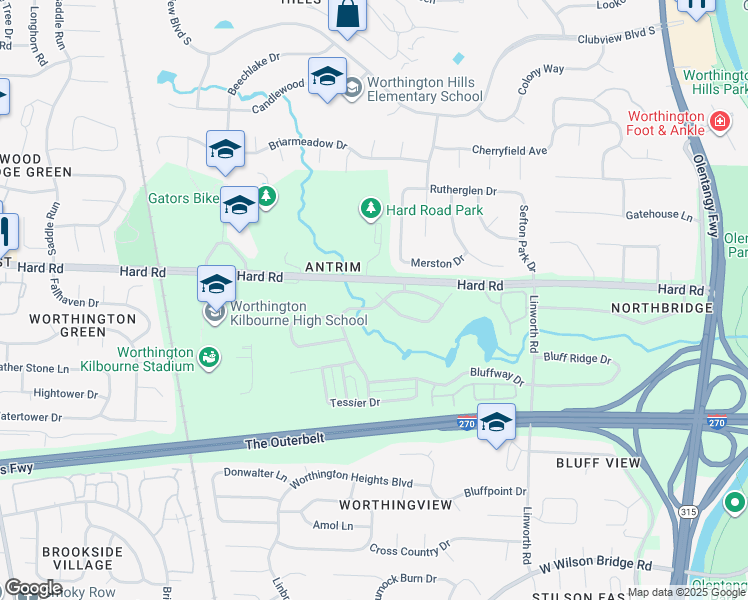 map of restaurants, bars, coffee shops, grocery stores, and more near 1221 Calum Court in Columbus