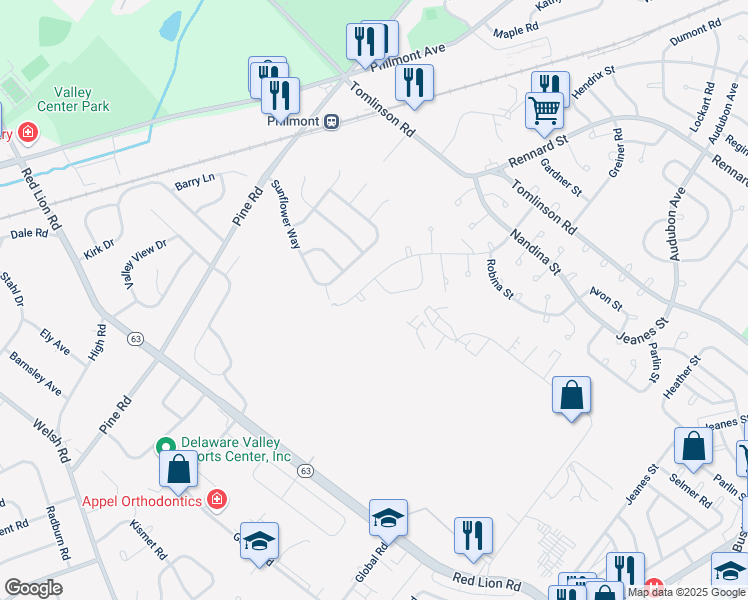 map of restaurants, bars, coffee shops, grocery stores, and more near 209 Erica Place in Philadelphia