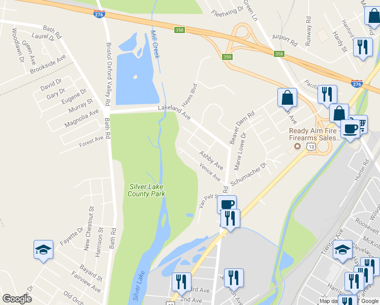 map of restaurants, bars, coffee shops, grocery stores, and more near 1502 Venice Avenue in Bristol