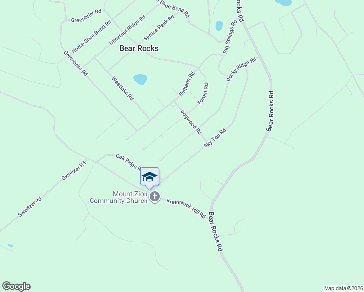 map of restaurants, bars, coffee shops, grocery stores, and more near 2123 Rocky Ridge Road in Bear Rocks