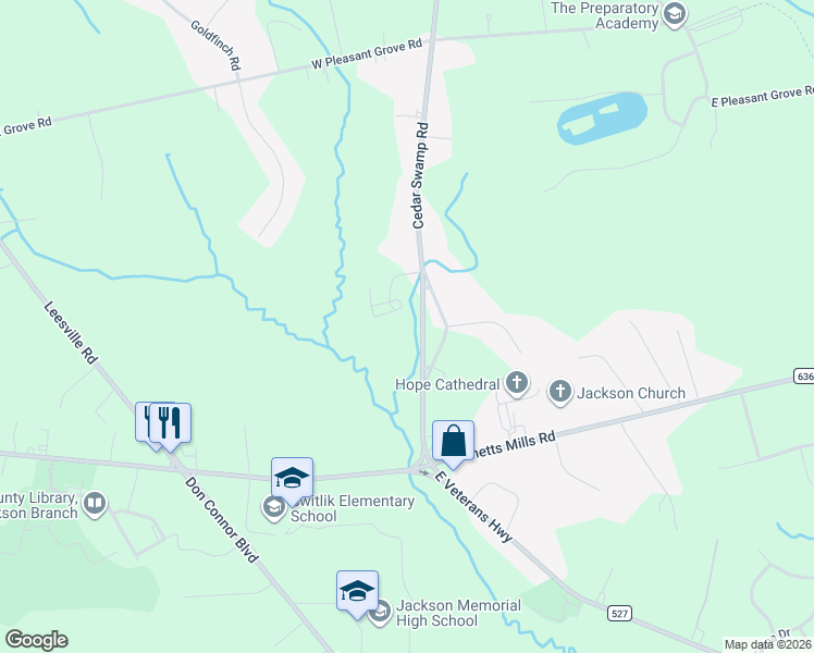 map of restaurants, bars, coffee shops, grocery stores, and more near 66 Cedar Swamp Road in Jackson Township