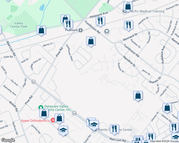 map of restaurants, bars, coffee shops, grocery stores, and more near 211 Erica Place in Philadelphia