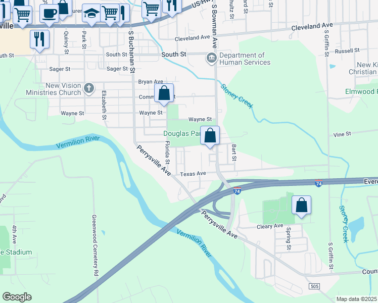 map of restaurants, bars, coffee shops, grocery stores, and more near 800-898 Texas Place in Danville
