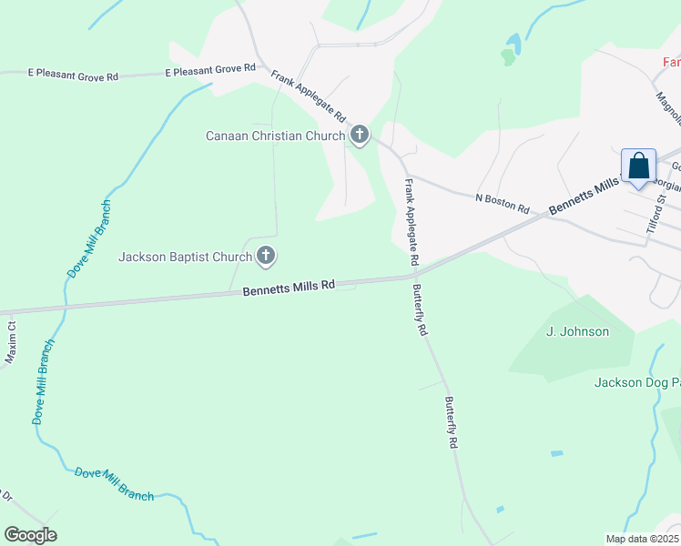 map of restaurants, bars, coffee shops, grocery stores, and more near 406 Bennetts Mills Road in Jackson Township