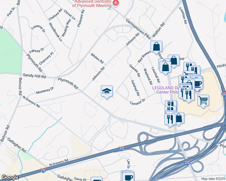 map of restaurants, bars, coffee shops, grocery stores, and more near 62 Red Rowan Lane in Plymouth Meeting
