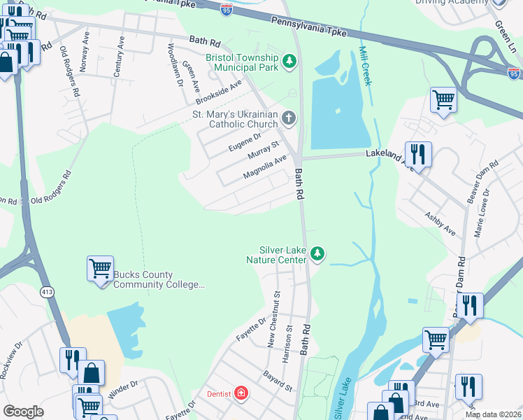 map of restaurants, bars, coffee shops, grocery stores, and more near 4620 Forest Street in Bristol