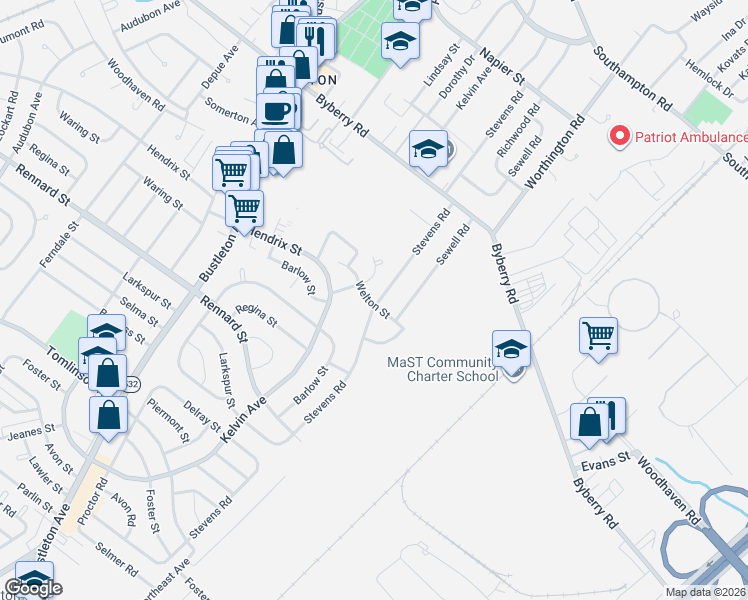 map of restaurants, bars, coffee shops, grocery stores, and more near 1102 Welton Street in Philadelphia