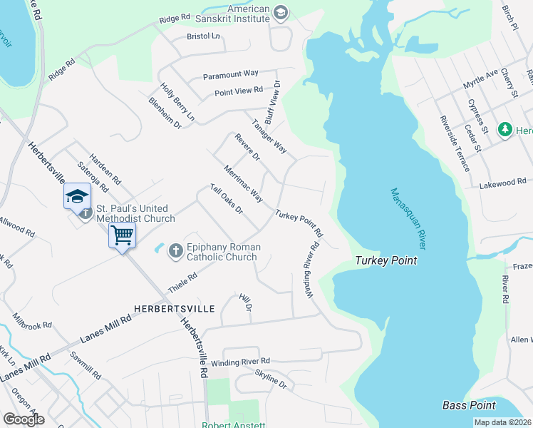 map of restaurants, bars, coffee shops, grocery stores, and more near 598 Winding River Road in Brick Township