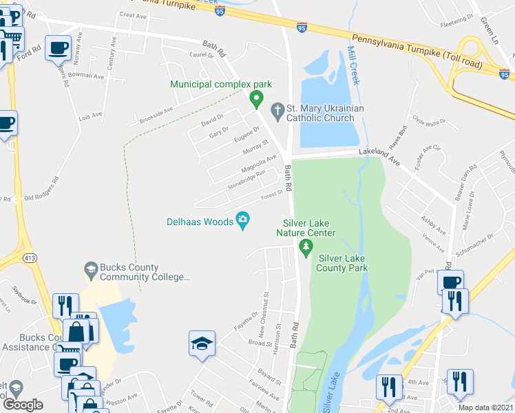 map of restaurants, bars, coffee shops, grocery stores, and more near 4620 Forest Street in Bristol