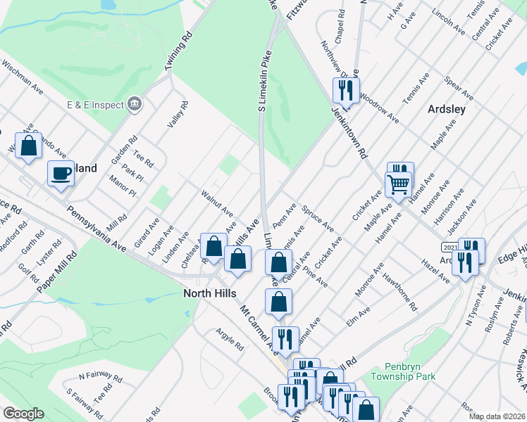 map of restaurants, bars, coffee shops, grocery stores, and more near Rte 152 & N Hills Ave in Montgomery