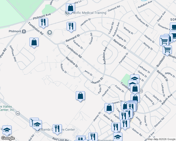 map of restaurants, bars, coffee shops, grocery stores, and more near 343 Avon Street in Philadelphia