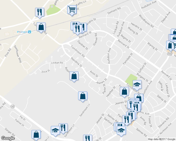 map of restaurants, bars, coffee shops, grocery stores, and more near 309 Avon Street in Philadelphia