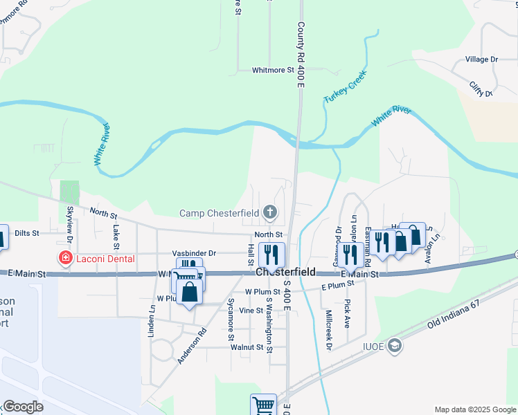 map of restaurants, bars, coffee shops, grocery stores, and more near Grandview Drive in Chesterfield