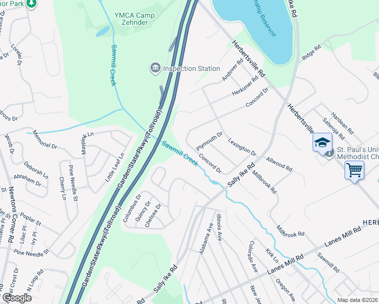 map of restaurants, bars, coffee shops, grocery stores, and more near 1172 Concord Drive in Brick Township